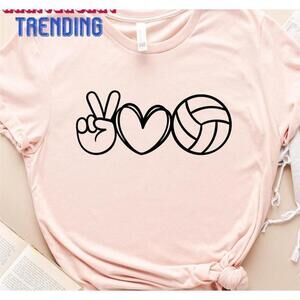 Peace Love Volleyball Shirt Lover Tshirt For Player Unisex
